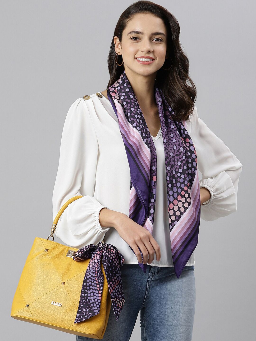 Tossido Women Purple & Pink Printed Scarf Price in India