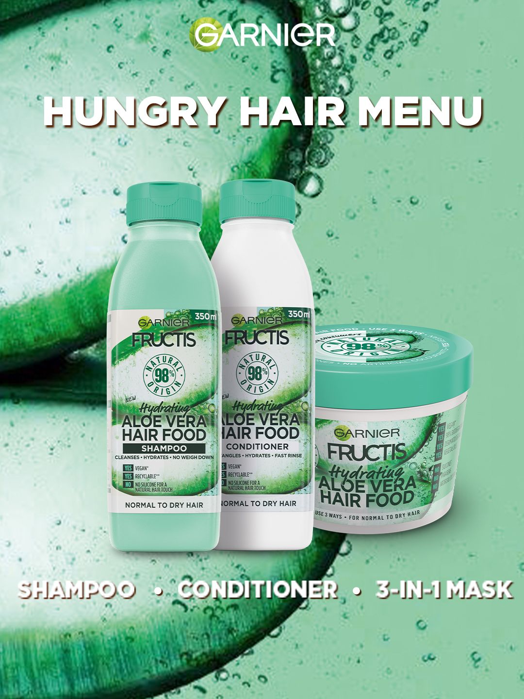 Buy Garnier Fructis Hair Food - Quenching Aloe Vera Shampoo For Normal to  Dry Hair 350ml - Shampoo for Women 15729240 | Myntra