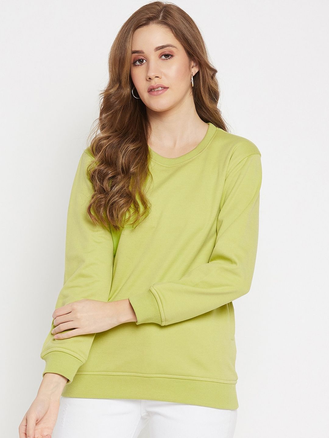 AGIL ATHLETICA Women Lime Green Sweatshirt Price in India