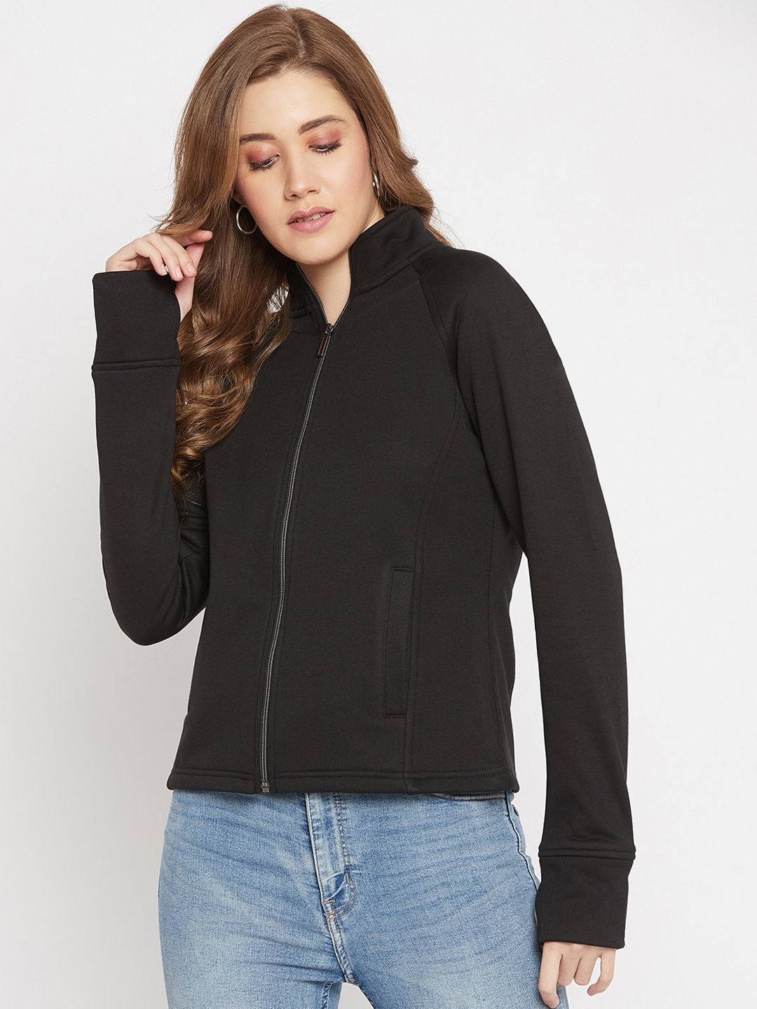 AGIL ATHLETICA Women Black Lightweight Raglan Sleeve Tailored Jacket Price in India