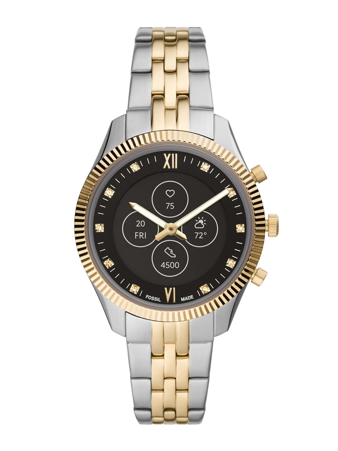 Fossil Women Silver & Gold-Toned Scarlette Hybrid HR Two-Tone Smartwatch FTW7042 Price in India