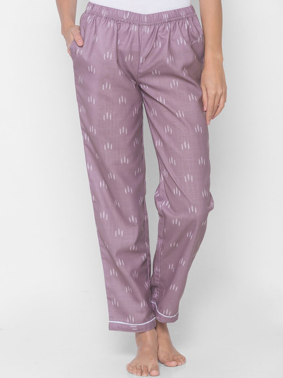 FashionRack Women Purple Cotton Printed Pyjamas Price in India