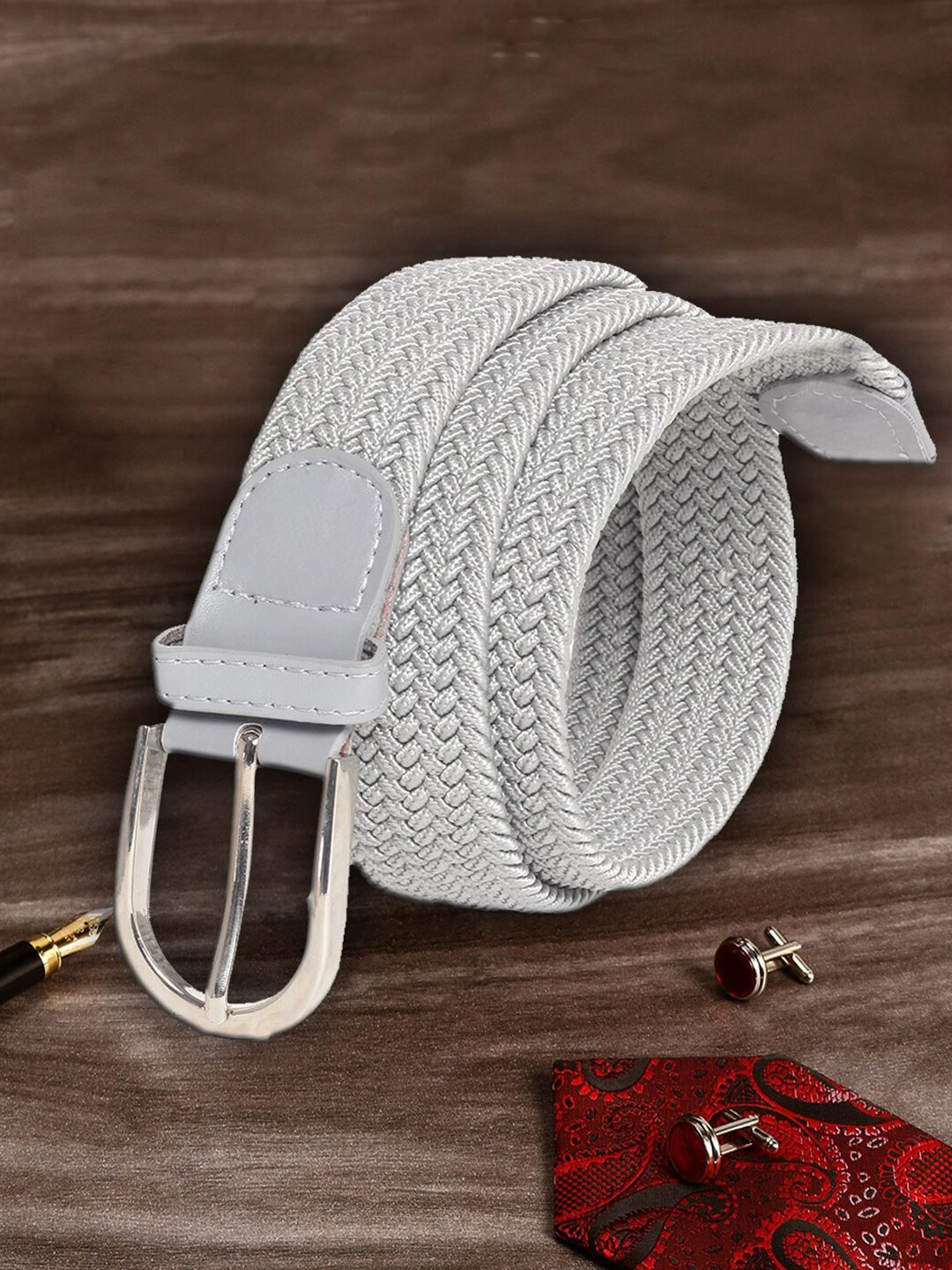MUTAQINOTI Unisex Grey Braided Belt Price in India