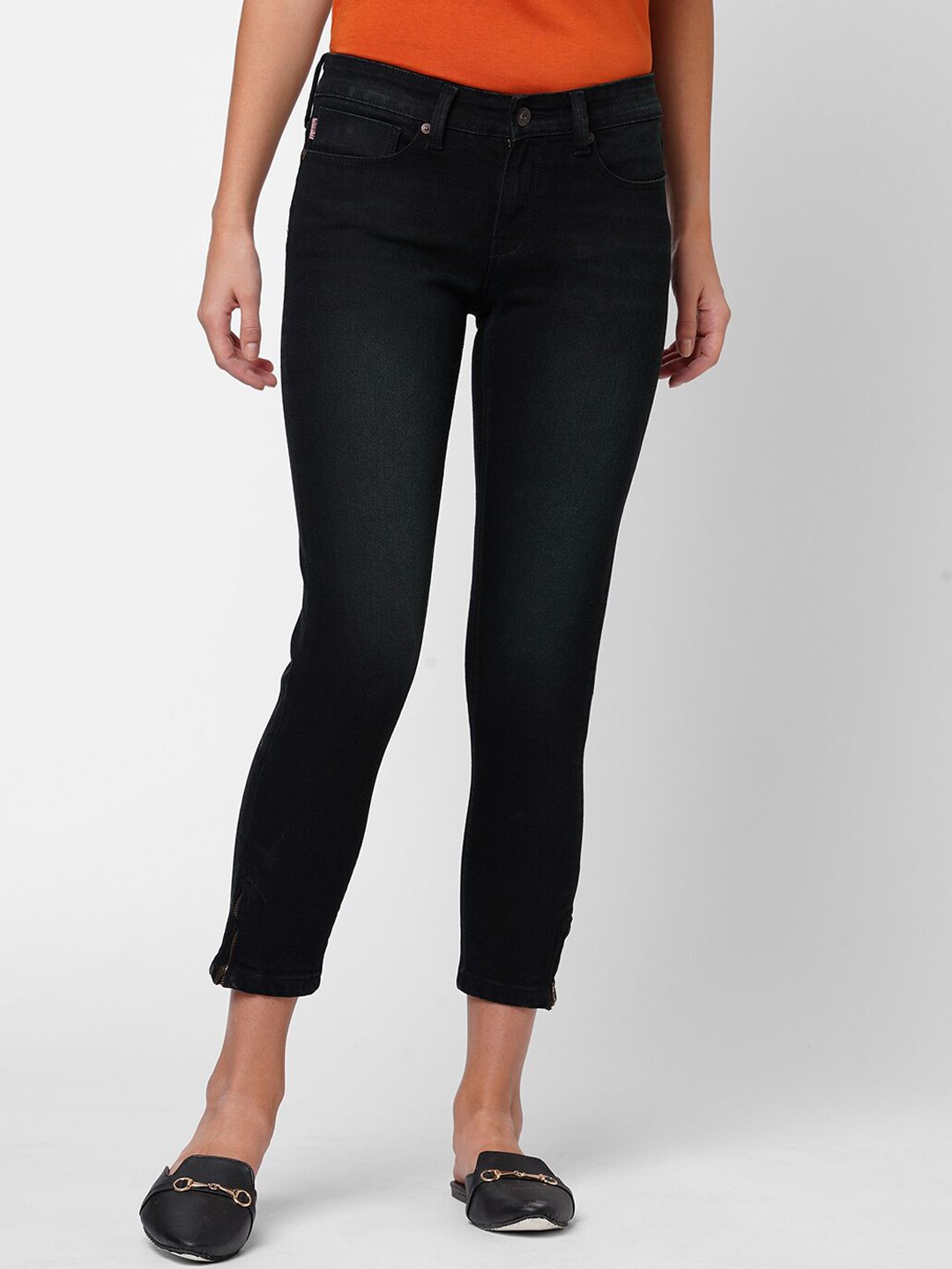 Pepe Jeans Women Black Skinny Fit Jeans Price in India