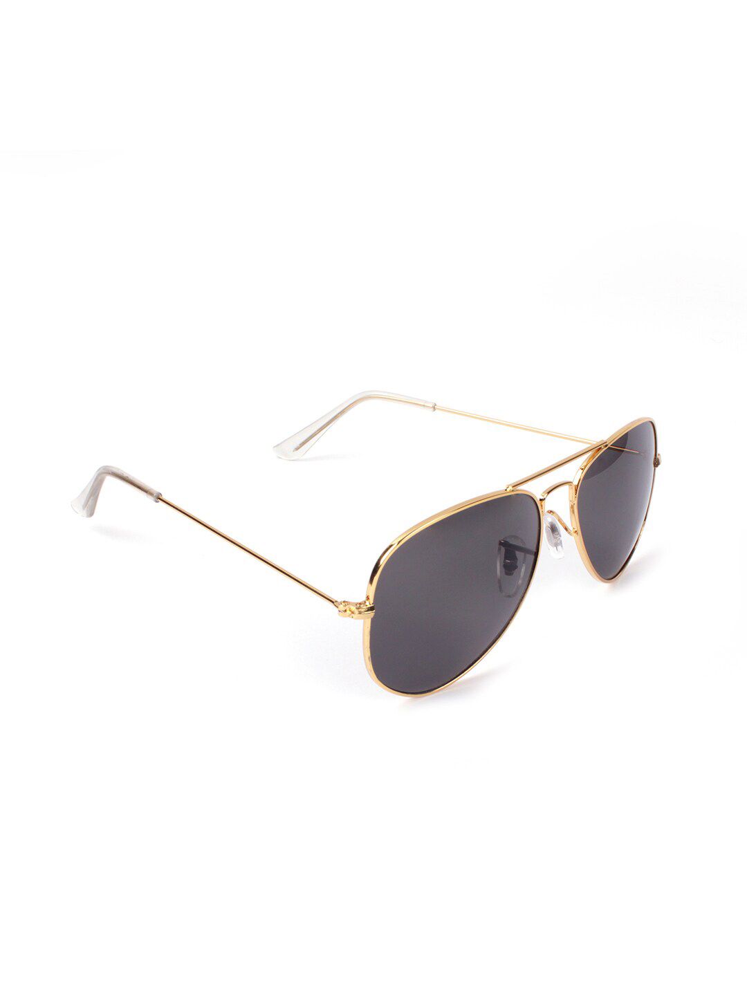 FUZOKU Unisex Black Lens & Gold-Toned Aviator Sunglasses Price in India