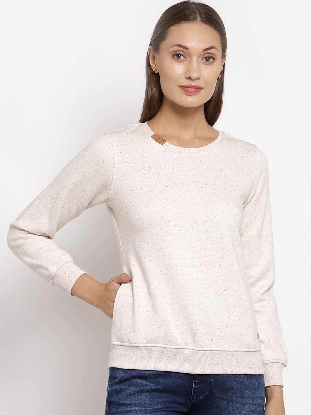 Juelle Women Off White Sweatshirt Price in India