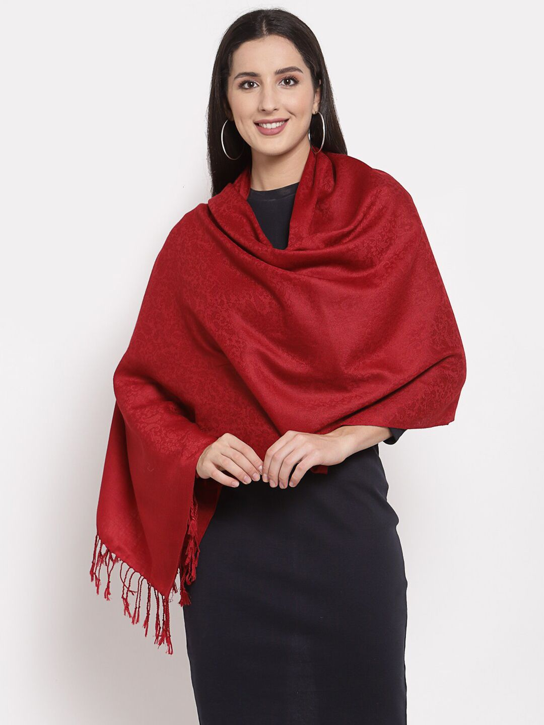 Pashtush Women Maroon paisley Stole Price in India