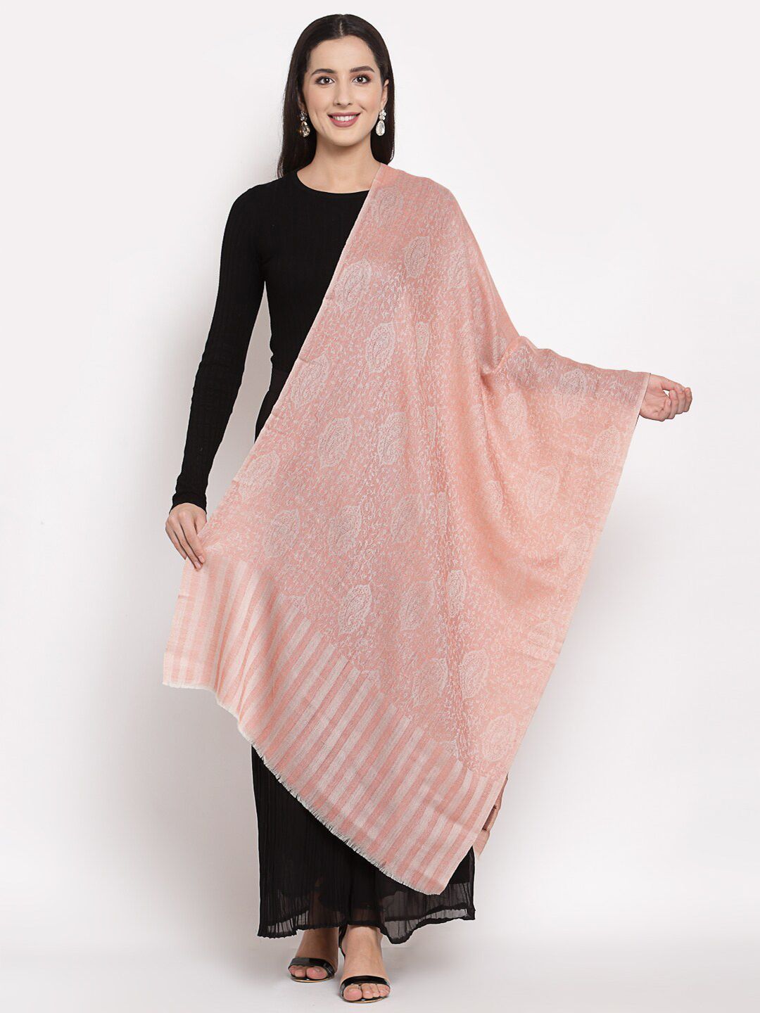 Pashtush Women Orange & Grey Printed Stole Price in India