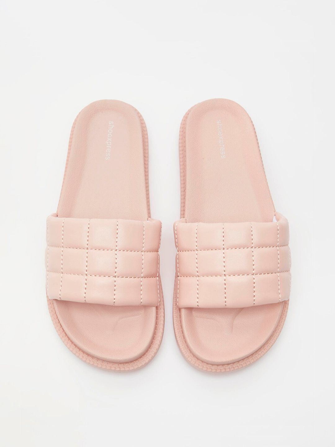 shoexpress Women Pink Quilted Sliders Price in India