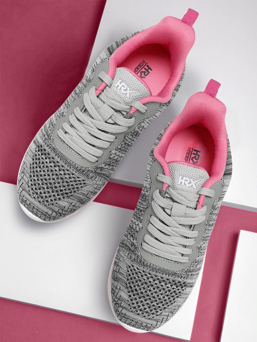 HRX by Hrithik Roshan Women Grey & Pink Front Runner Shoe Price in India
