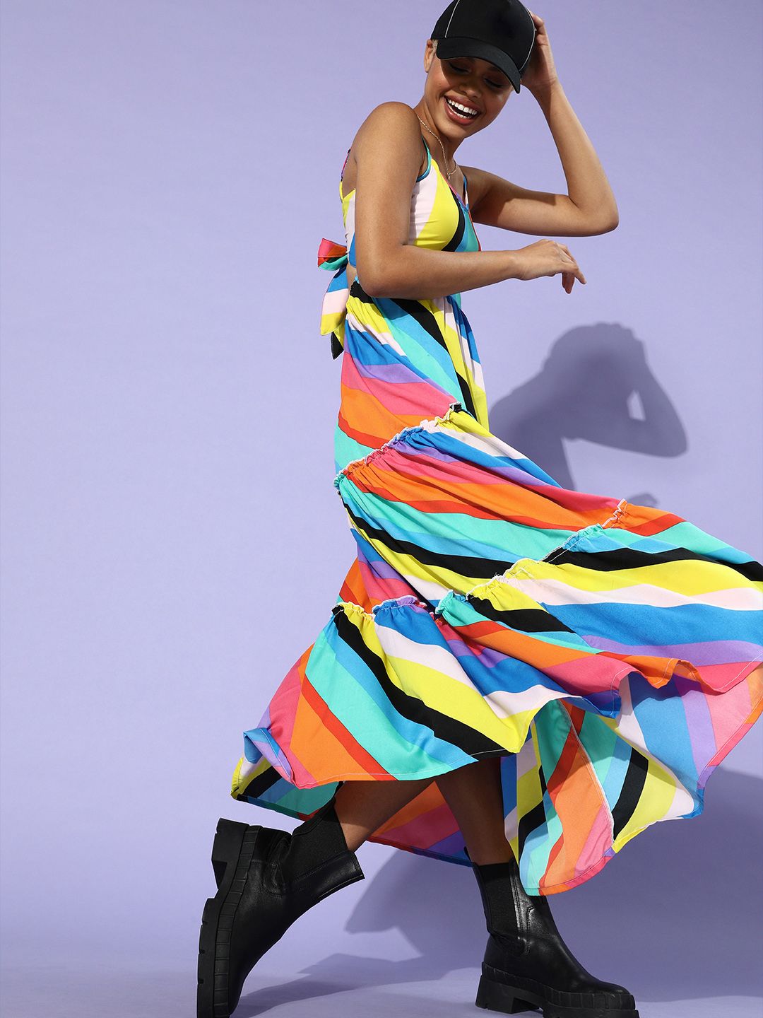 U&F Multicoloured Crepe Maxi Dress Price in India