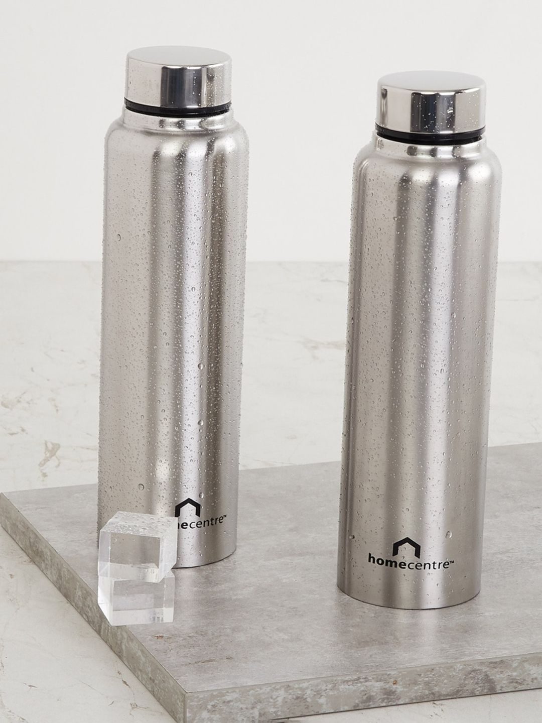 Home Centre Silver Set of 2 Solid Steel Water Bottle 950 ml Price in India
