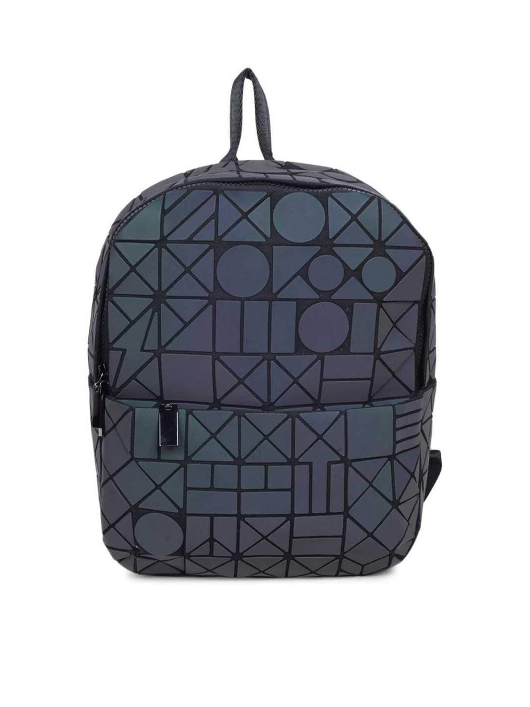 BAOMI Women Grey & Black Geometric Printed Backpack Price in India