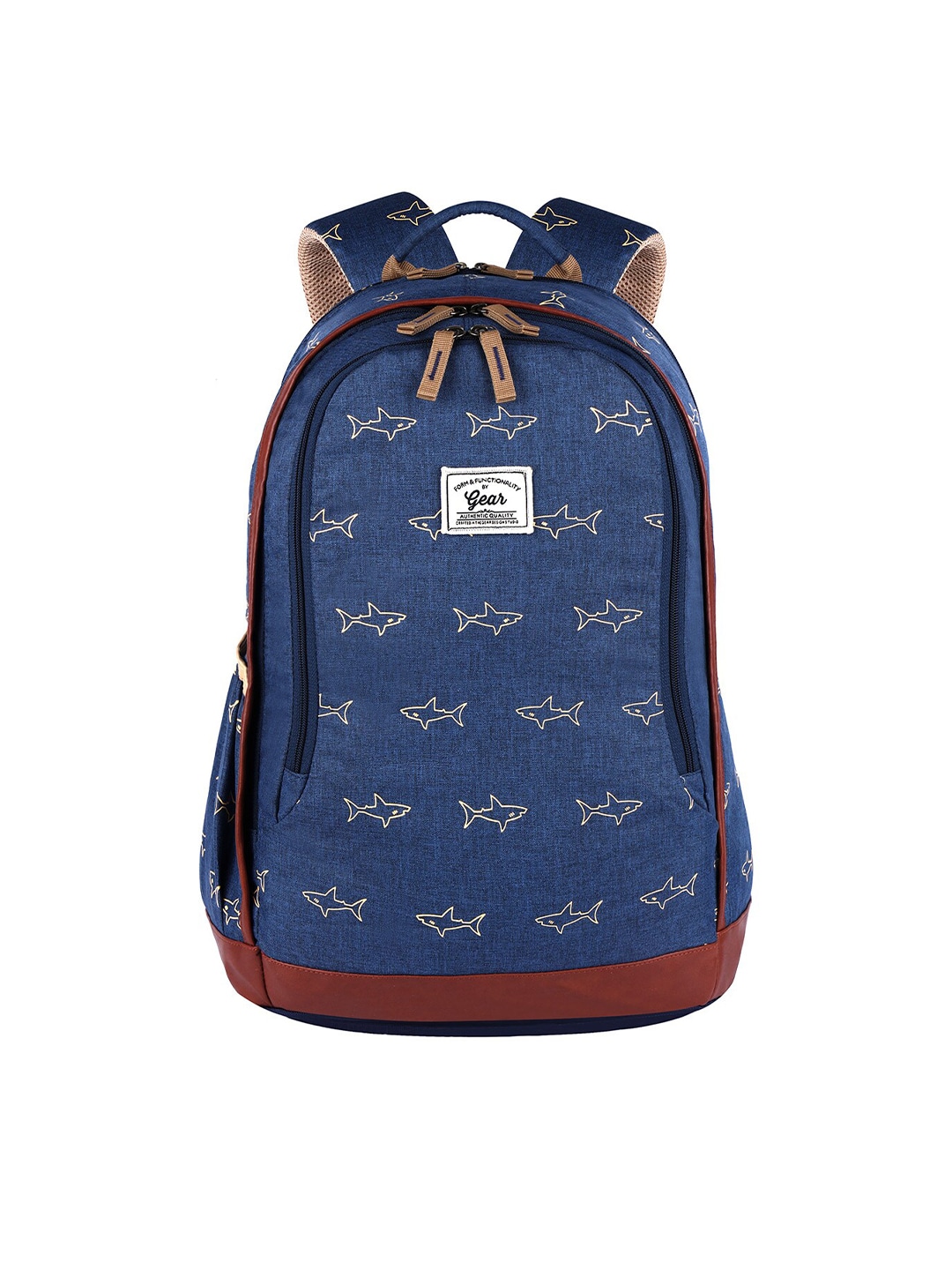Gear Unisex Blue & Beige Graphic Printed Backpack With Rain Cover Price in India