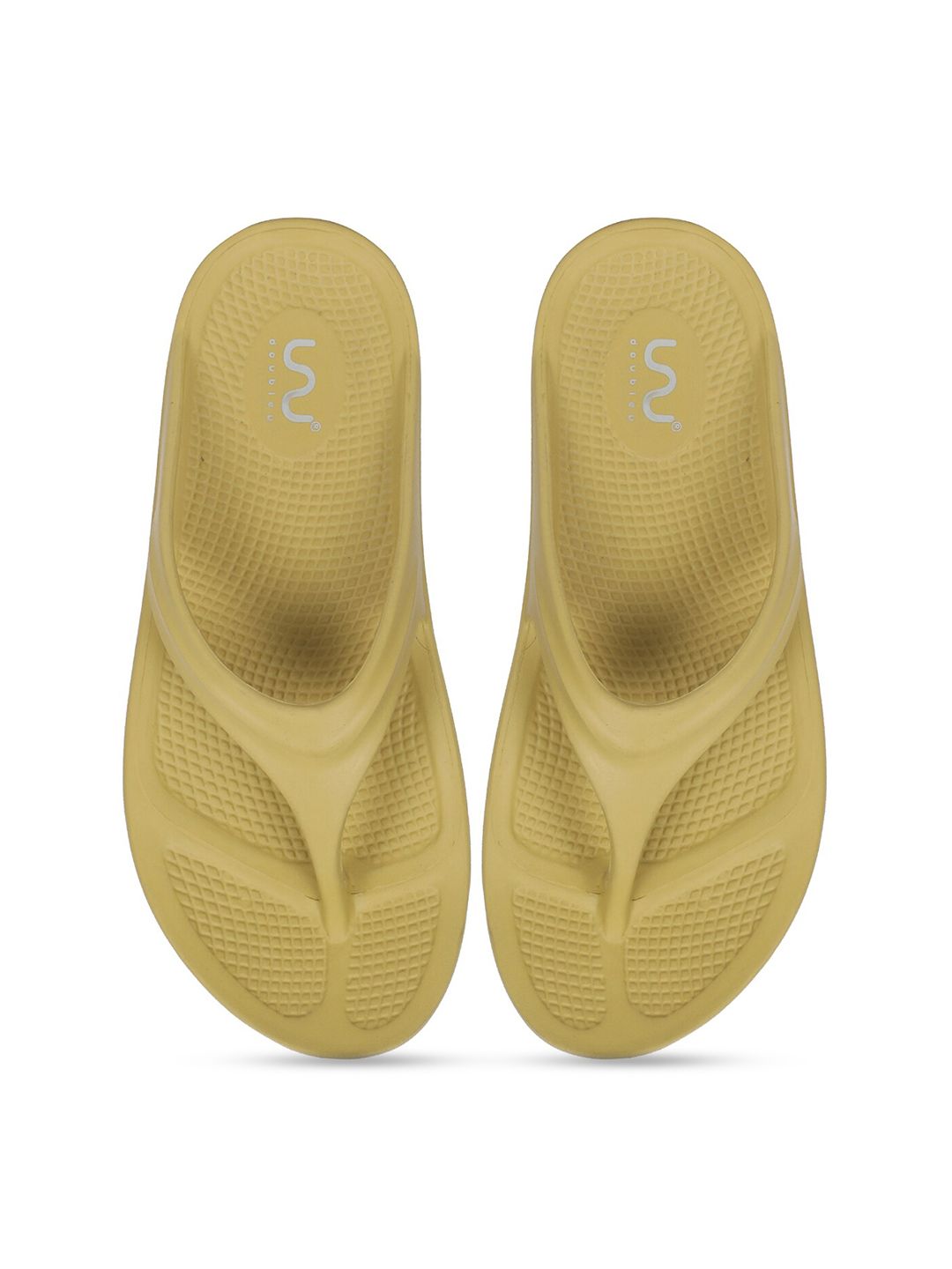 Doubleu Women Gold-Toned Rubber Thong Flip-Flops