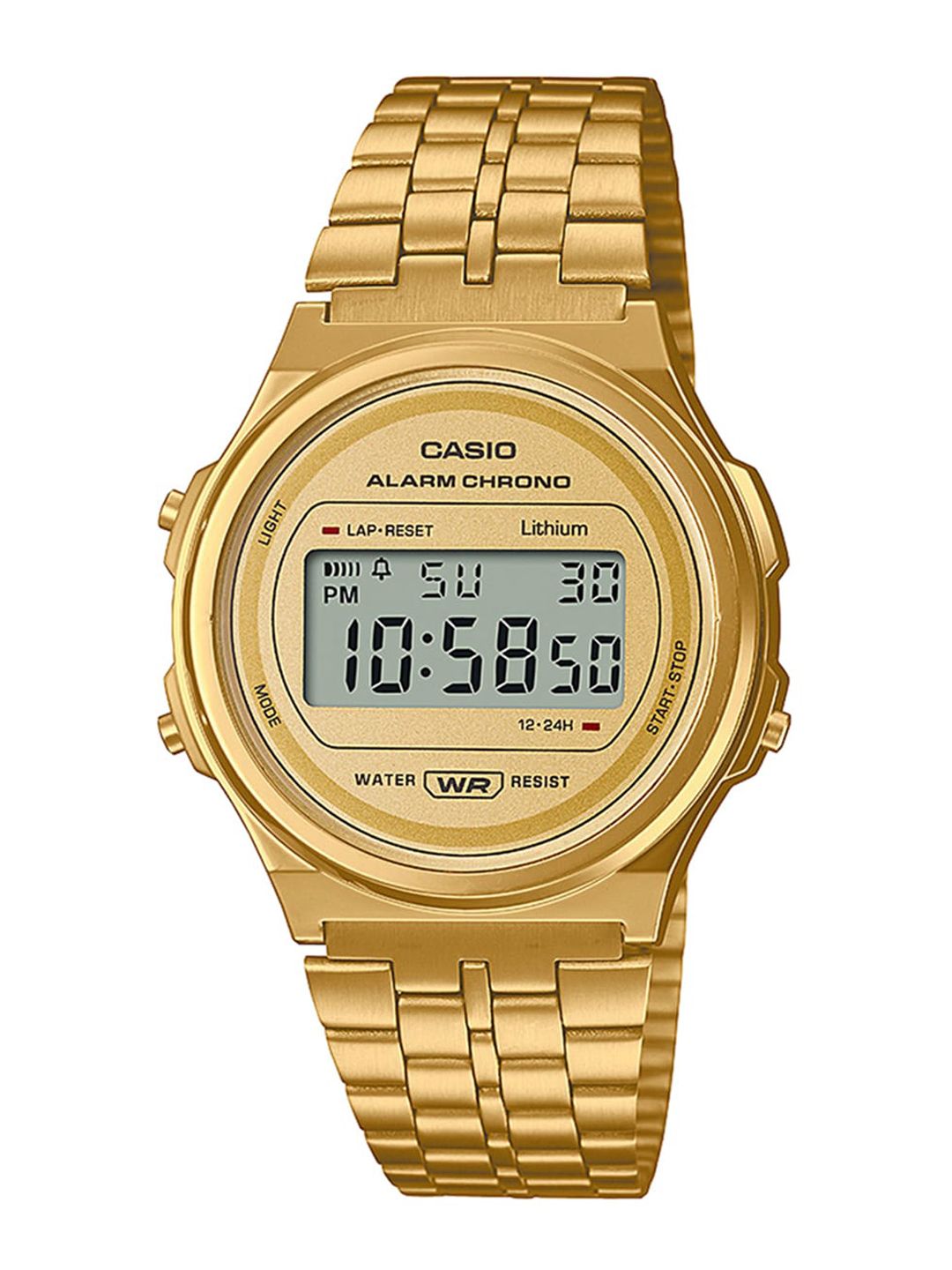 CASIO Unisex Black Dial & Gold Toned Stainless Steel Straps Digital Watch Price in India