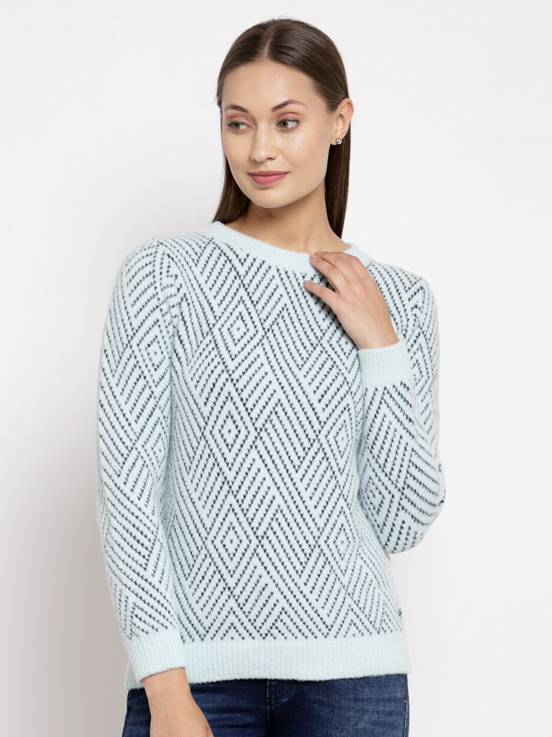 Juelle Women Blue Printed Pullover Price in India
