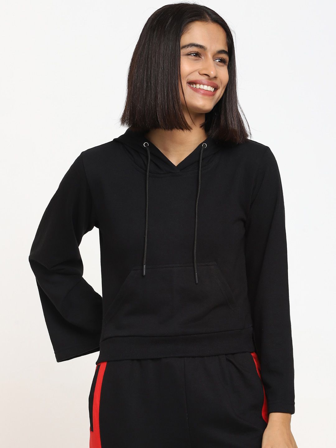 Bewakoof Women Black Hooded Sweatshirt Price in India