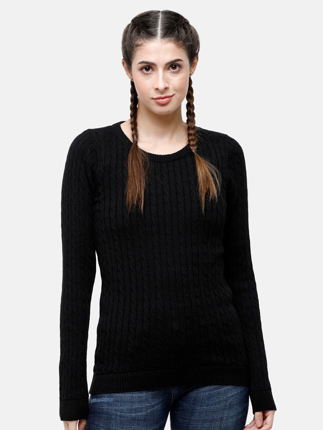 98 Degree North Women Black Pullover Price in India