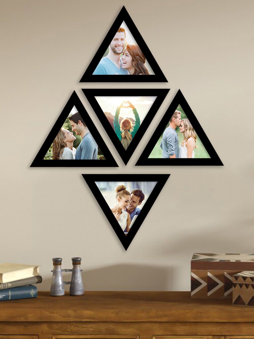 Art Street Set Of 5 Black Solid Triangle Photo Frames Price in India