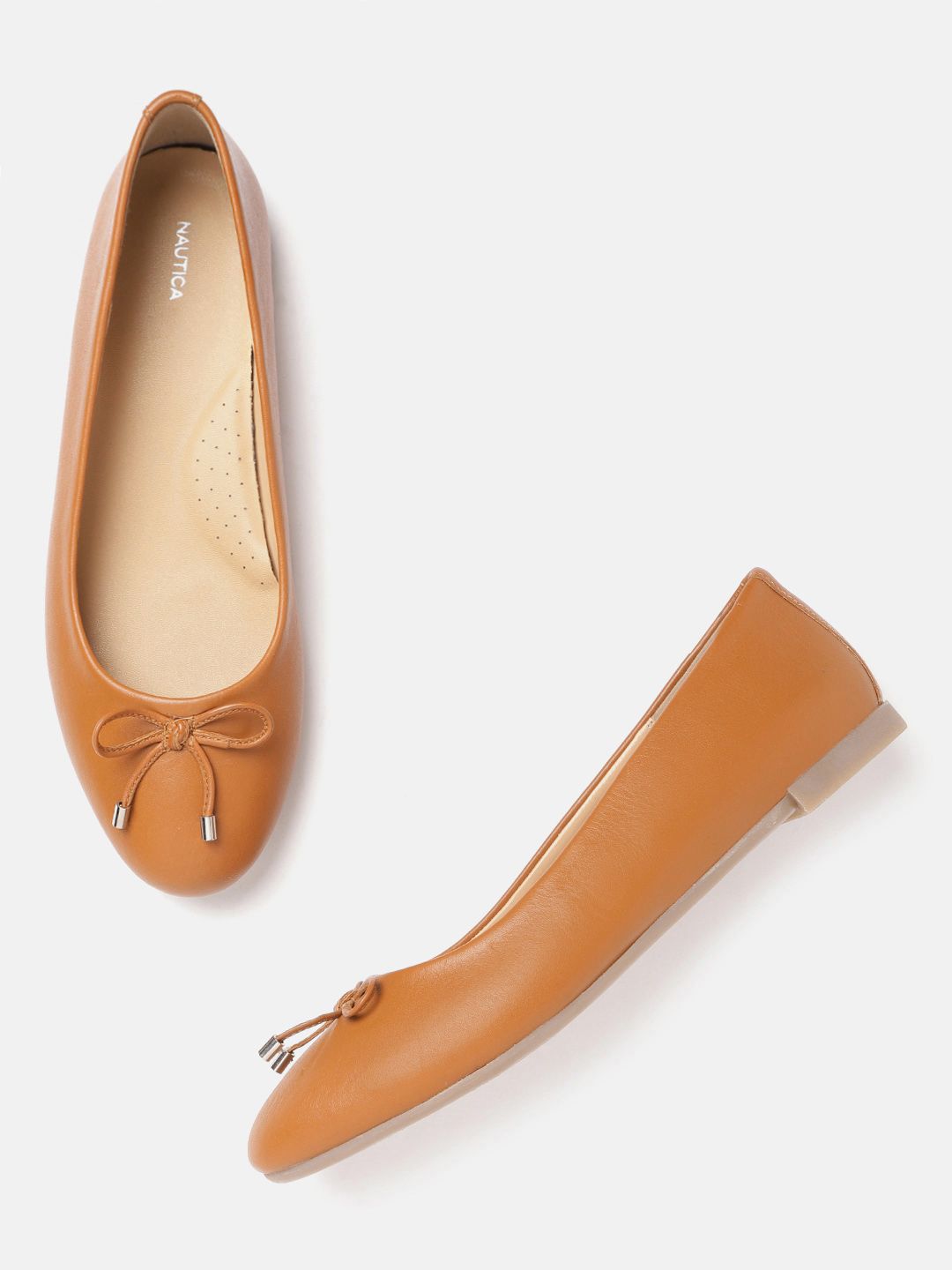 Nautica Women Tan Brown Solid Ballerinas with Bows Detail Price in India