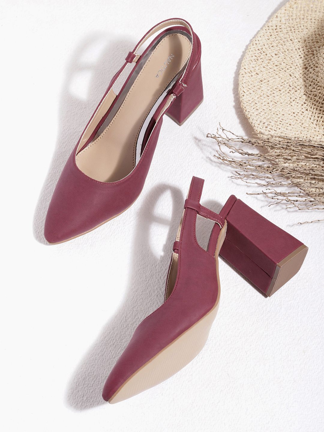 Nautica Women Maroon Solid Leather Pumps Price in India