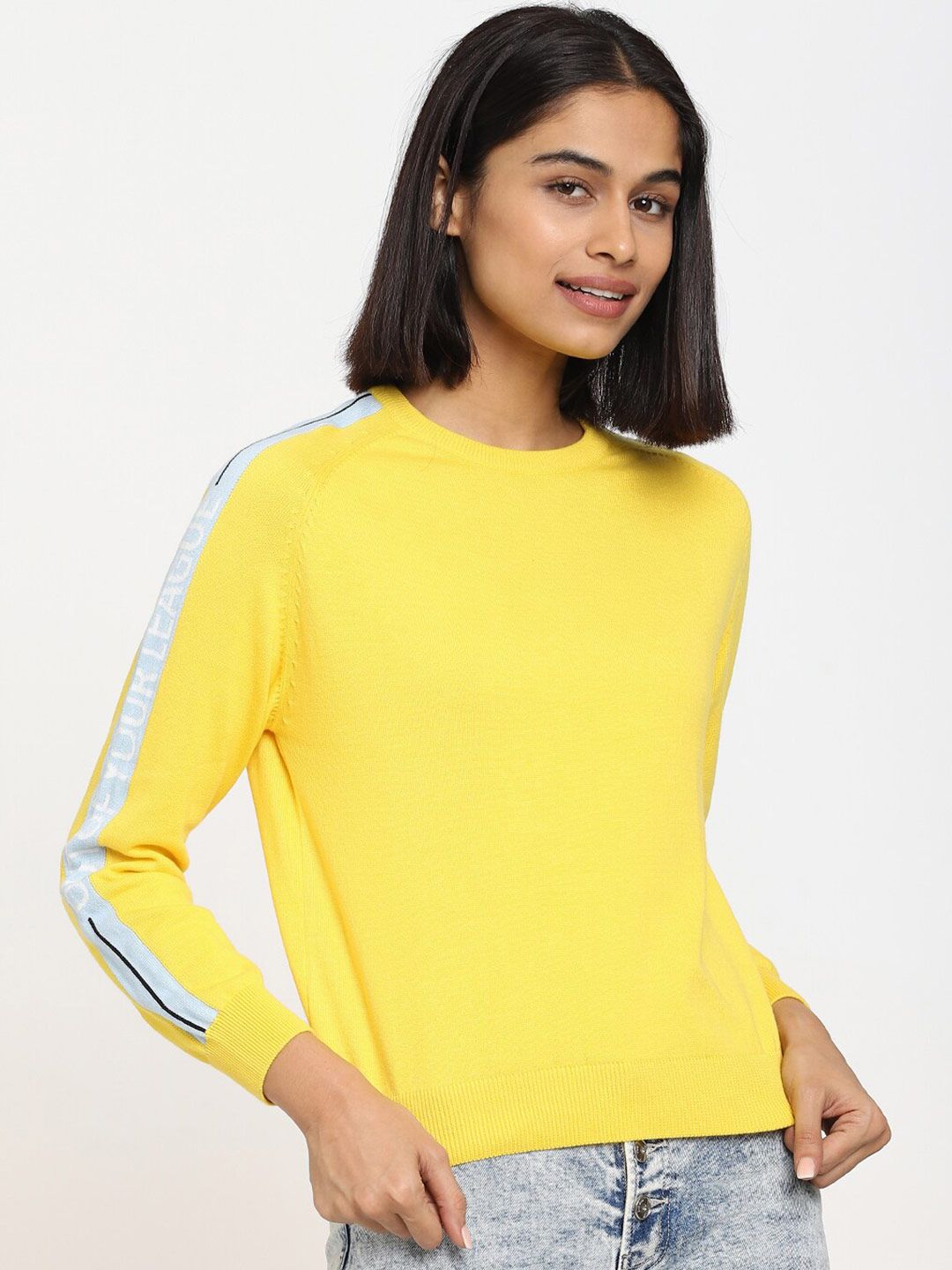 Bewakoof Women Yellow Pullover Price in India
