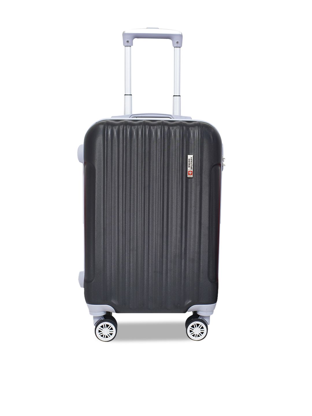 SWISS MILITARY Black Textured Hard-Sided Cabin Trolley Suitcase Price in India