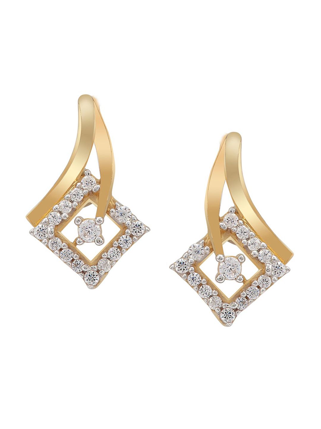 LA SOULA Gold-Toned & White Classic Studs Earrings Price in India