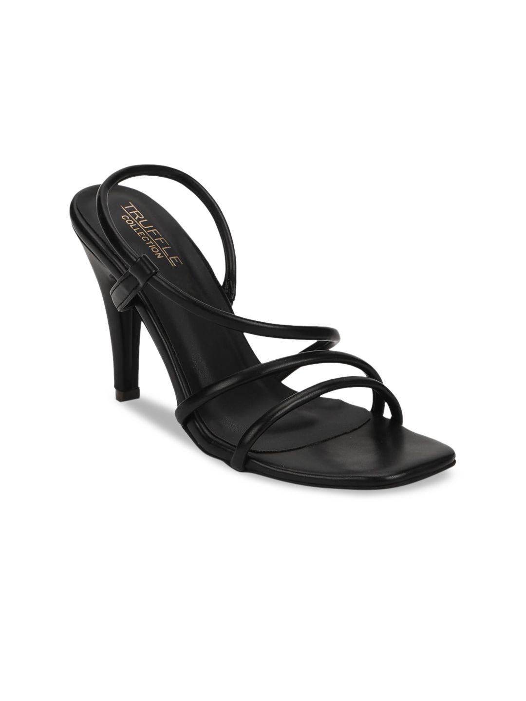 Truffle Collection Black PU Stiletto Sandals Price in India