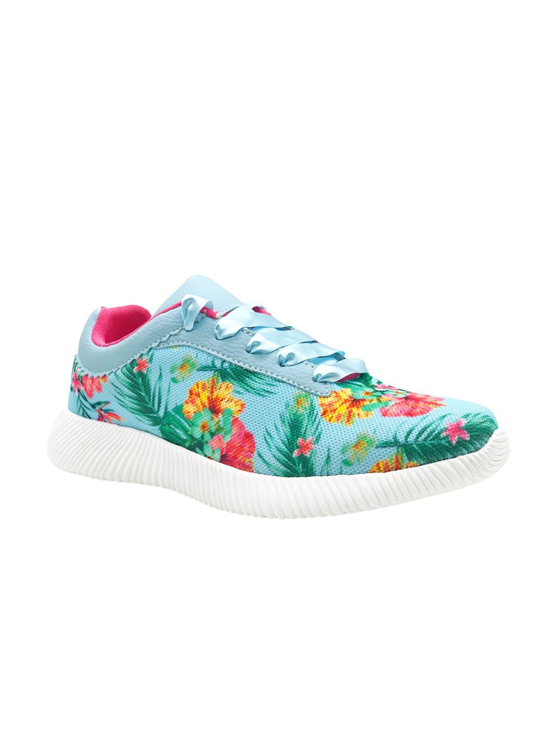 KazarMax Women Blue & Pink Floral Mesh Walking Non-Marking Shoes Price in India