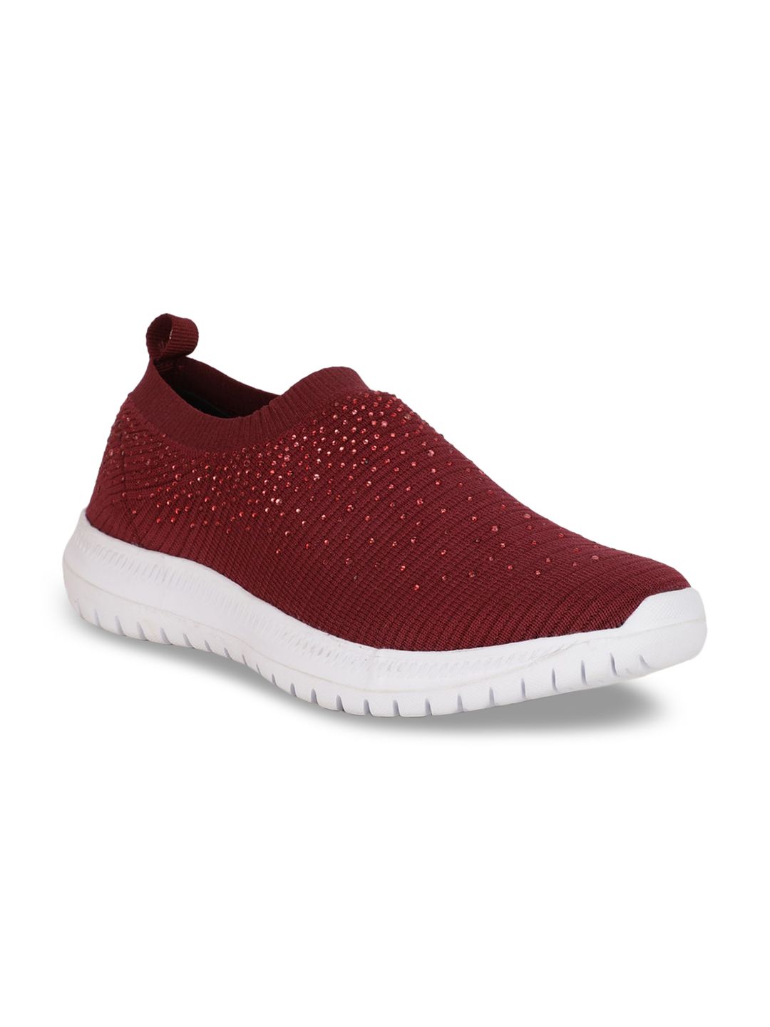 Bata Women Maroon PU Slip-On Sneakers Price in India