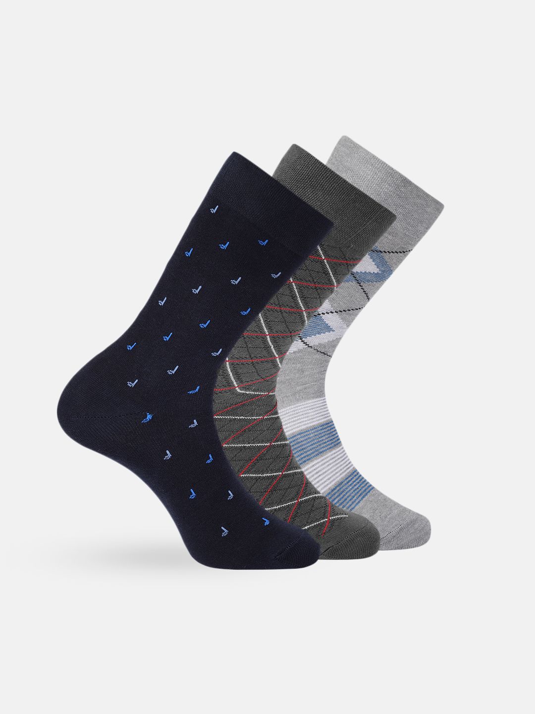 INVICTUS Men Set of 3 Patterened Above Ankle-Length Socks