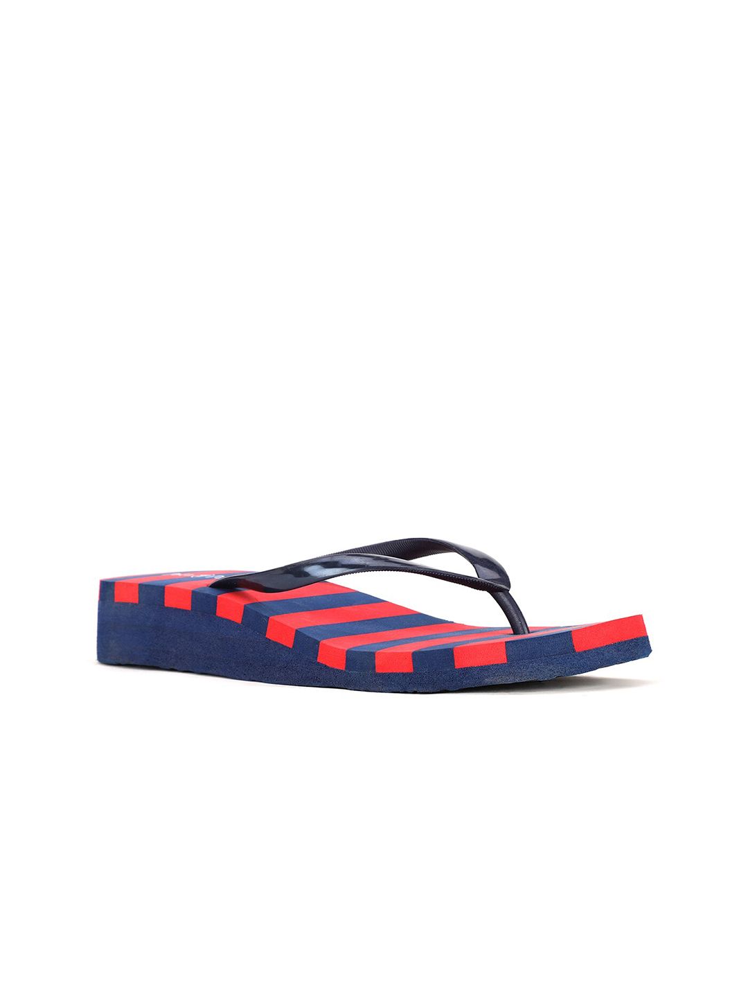 Bata Women Blue & Red Striped Slippers Price in India