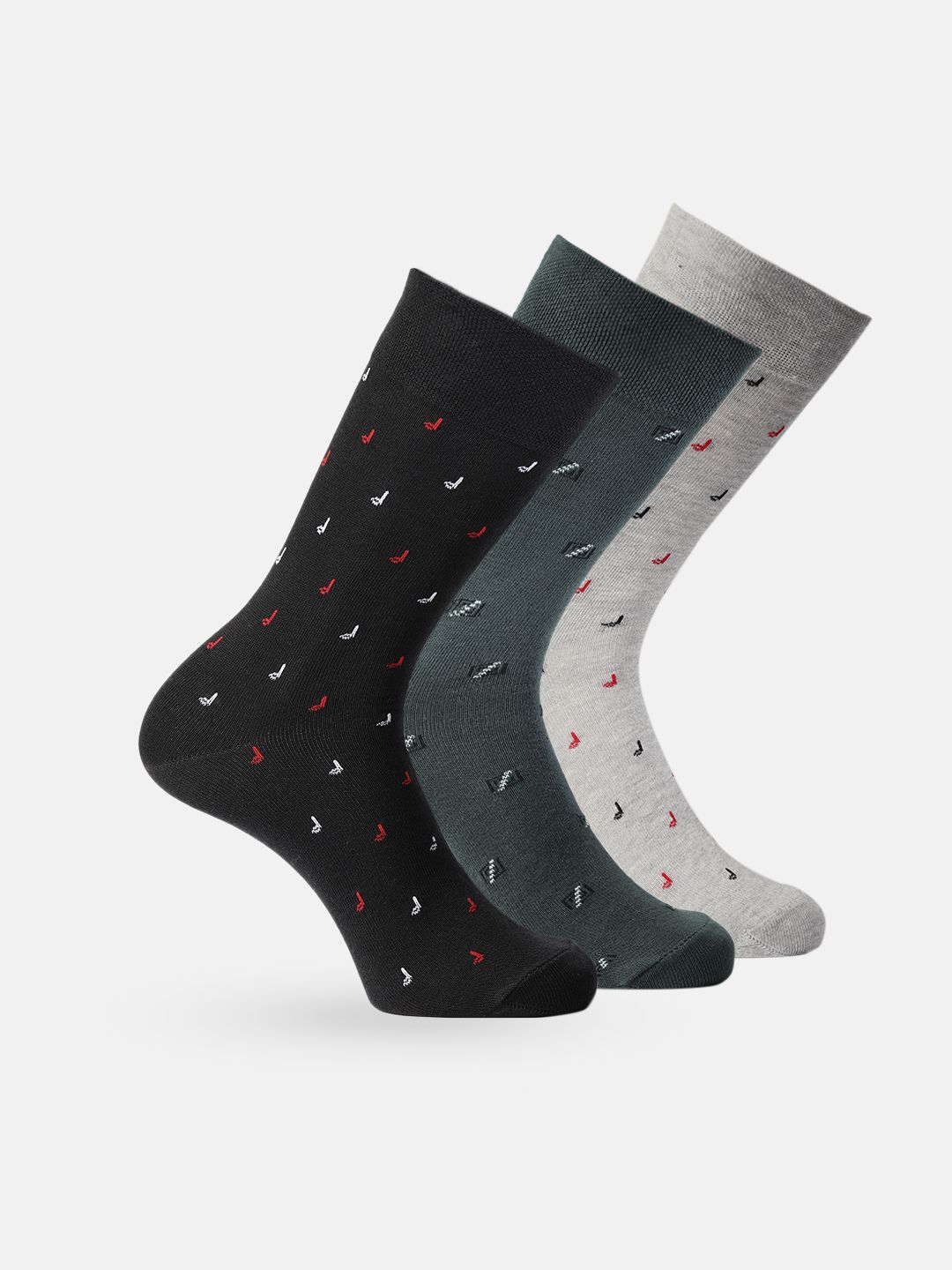 INVICTUS Men Set of 3 Patterned Calf-Length Socks