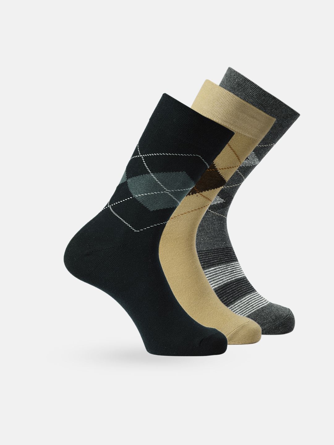 INVICTUS Men Set of 3 Patterned Above Ankle-Length Socks
