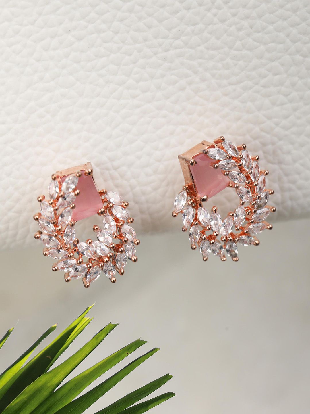 Priyaasi Pink & White Contemporary Studs Earrings Price in India