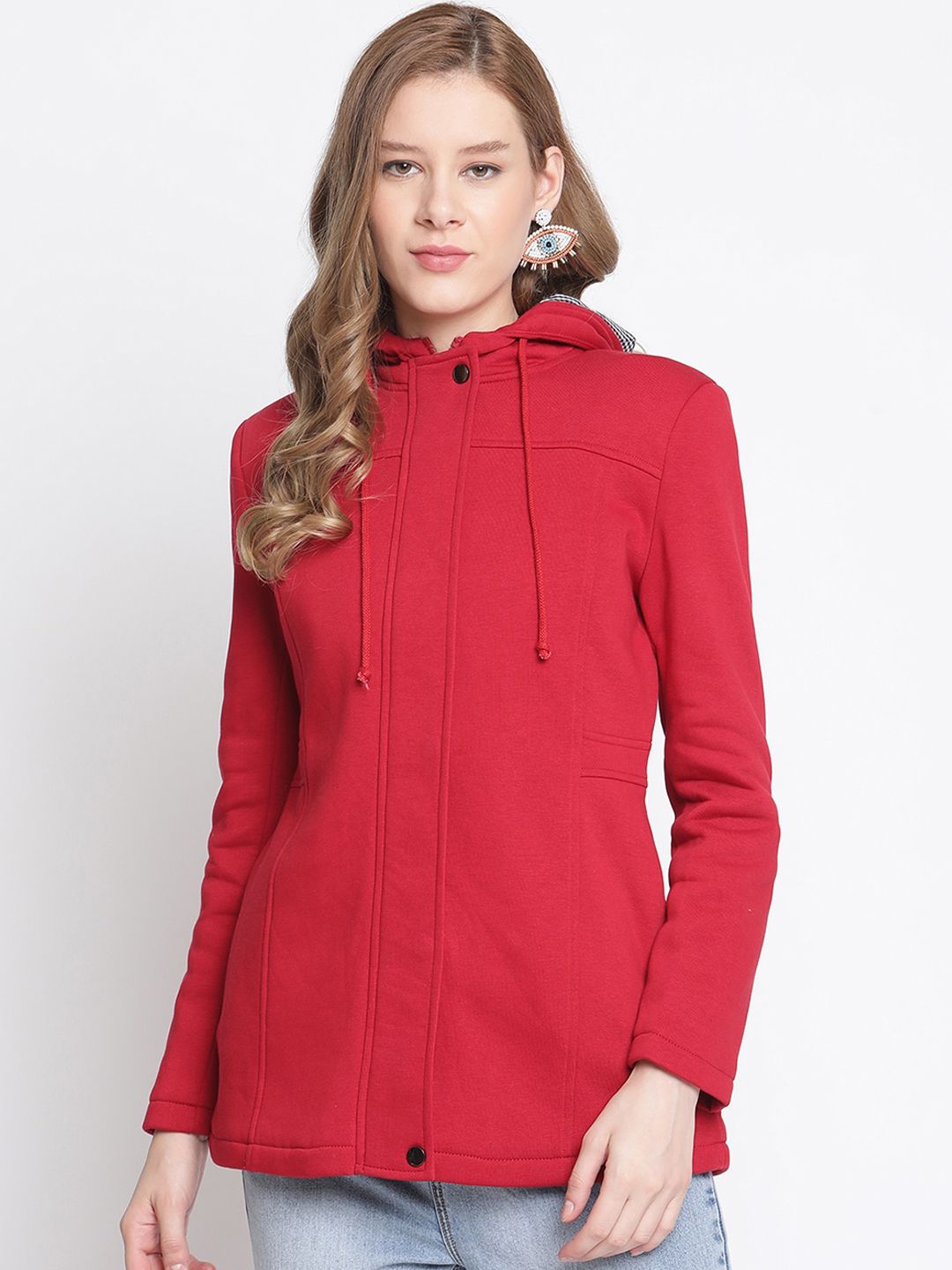 Madame Women Maroon Hooded Sweatshirt Price in India