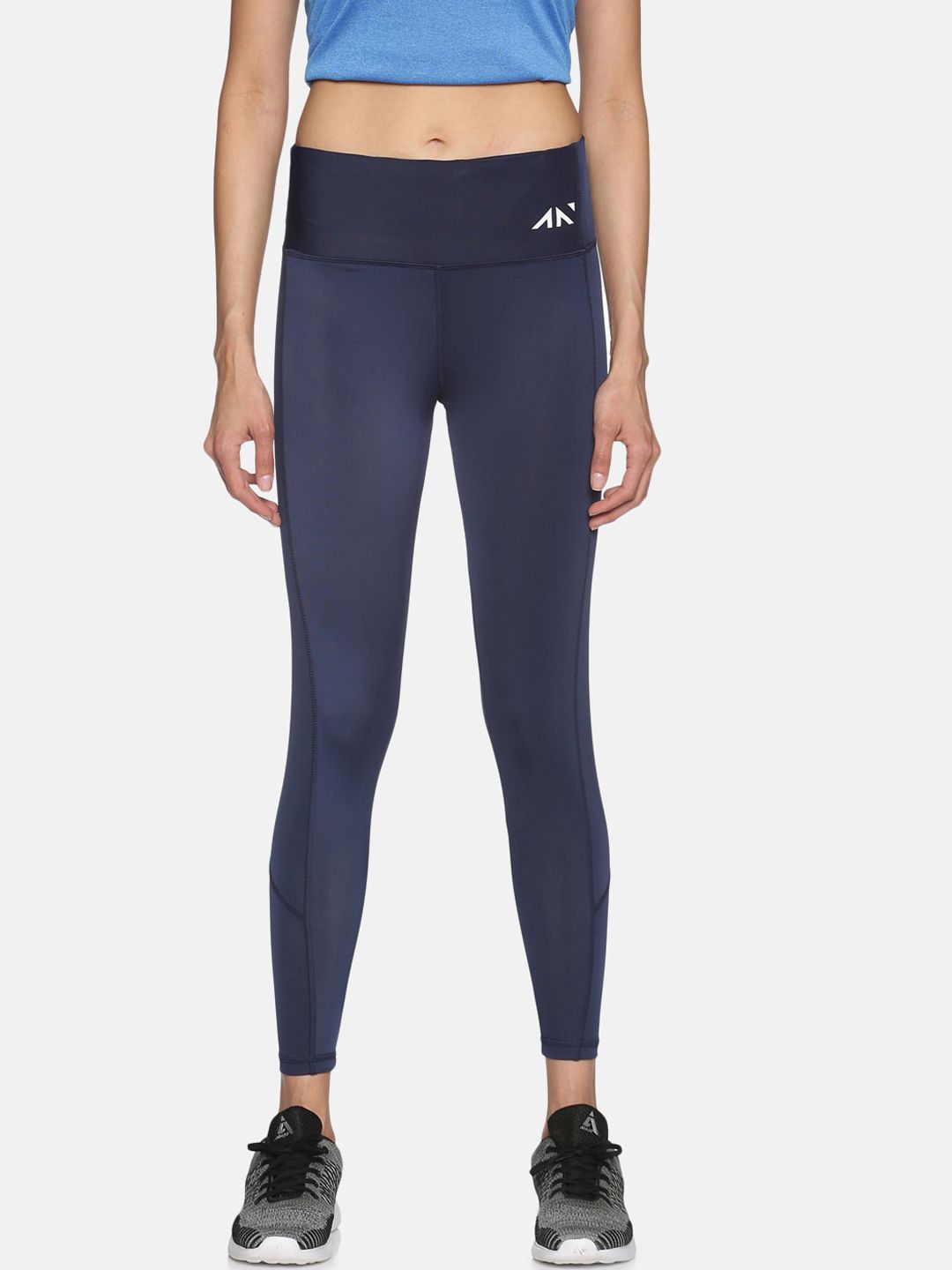 AESTHETIC NATION Women Navy Blue Solid Supple Performance Leggings Price in India