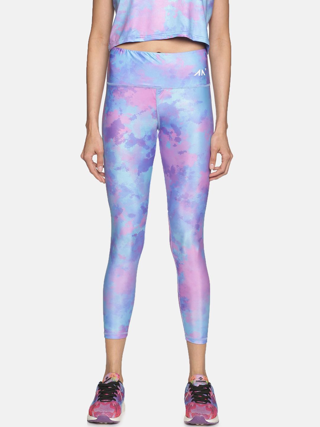 AESTHETIC NATION Woman Blue Contour Tie Dye Leggings Price in India
