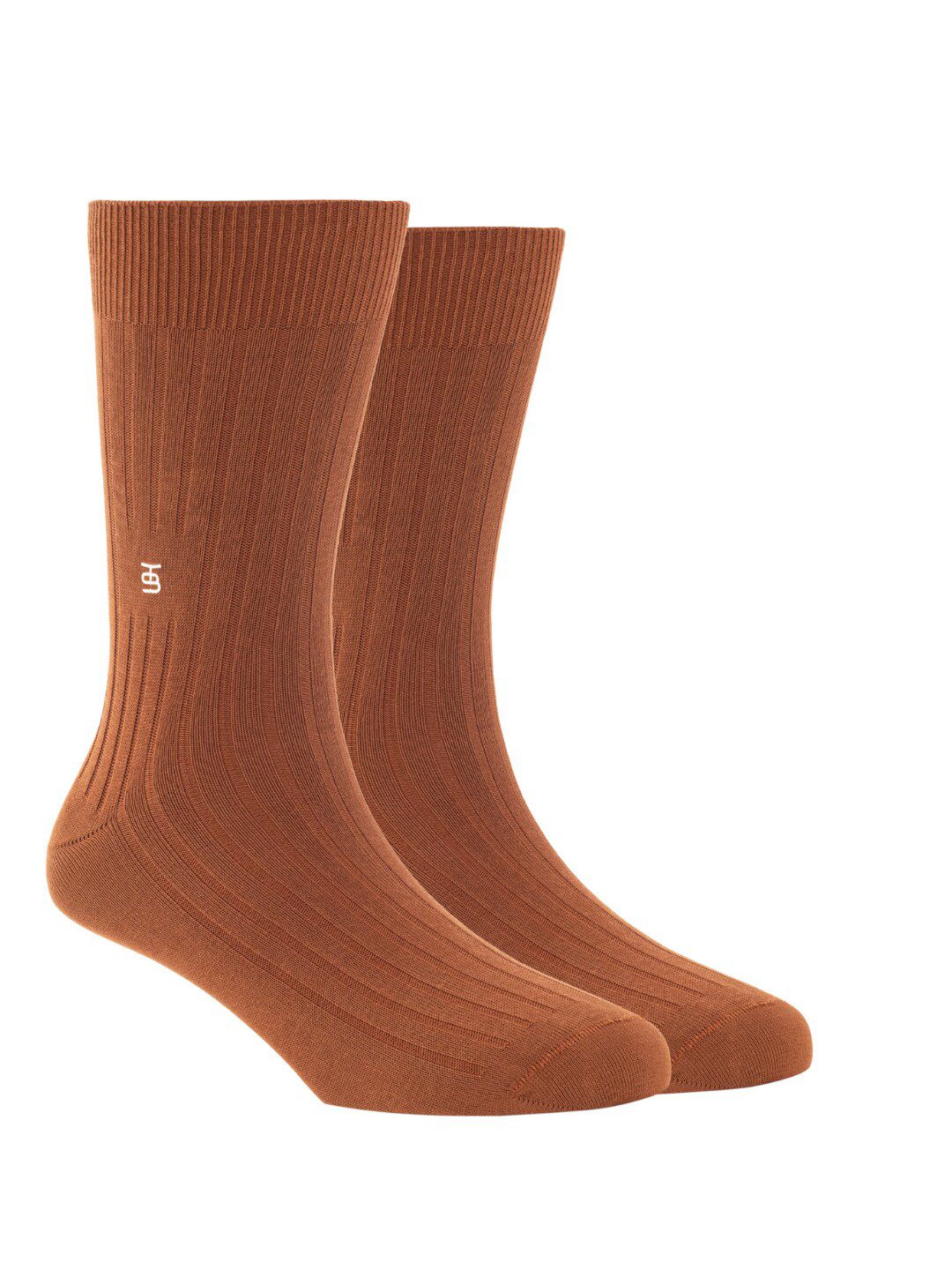 SockSoho Men Brown Solid Calf-Length Socks