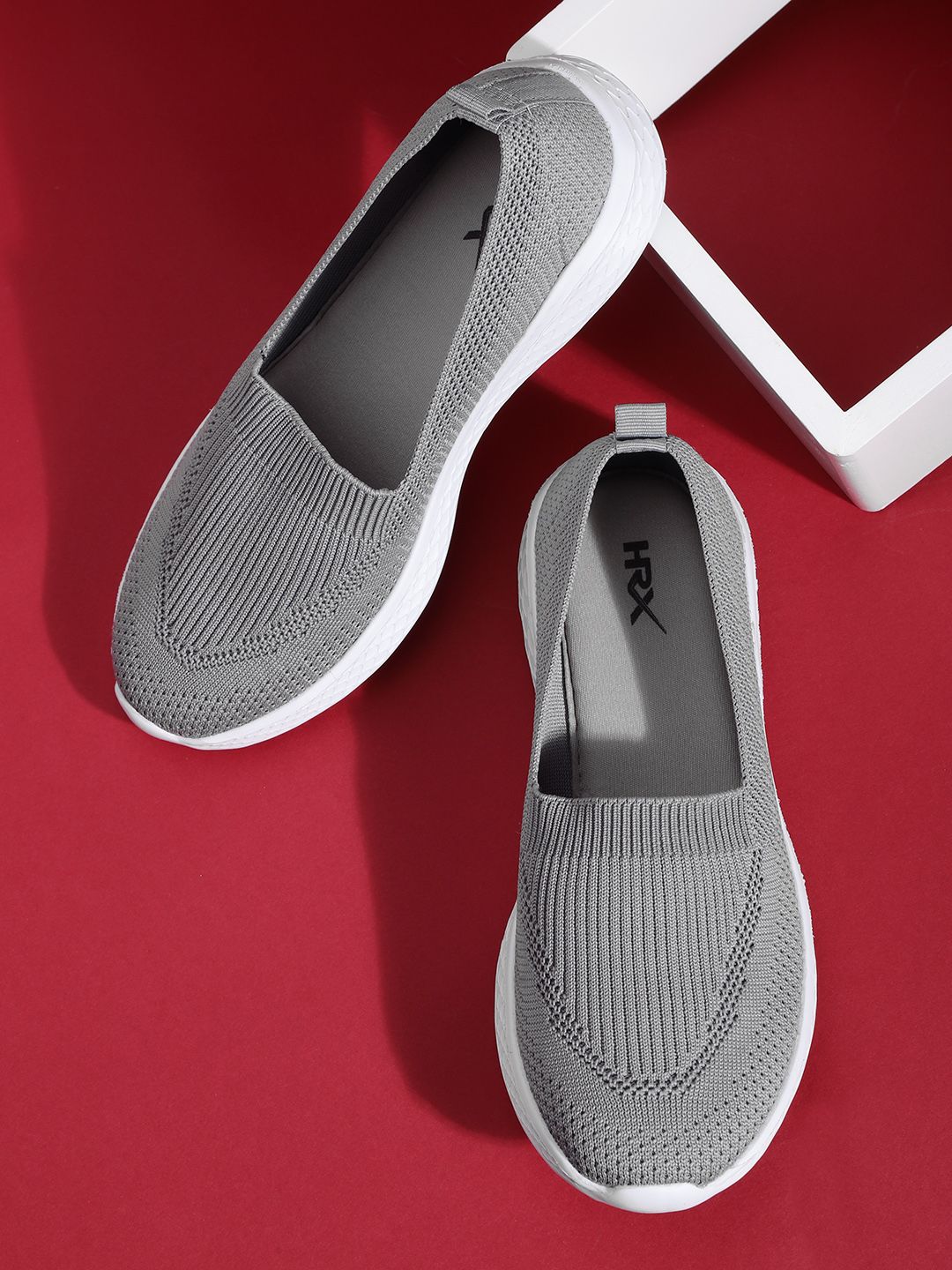 HRX by Hrithik Roshan Women Grey Woven Design Soft Walk Series 2.0 Socks Shoes Price in India