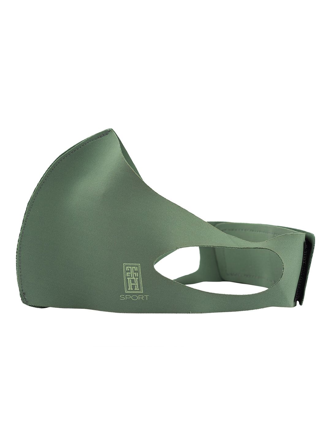 The Tie Hub Adults Olive-Green Solid 1-Ply Reusable Neo Sports Mask With Band Large Price in India