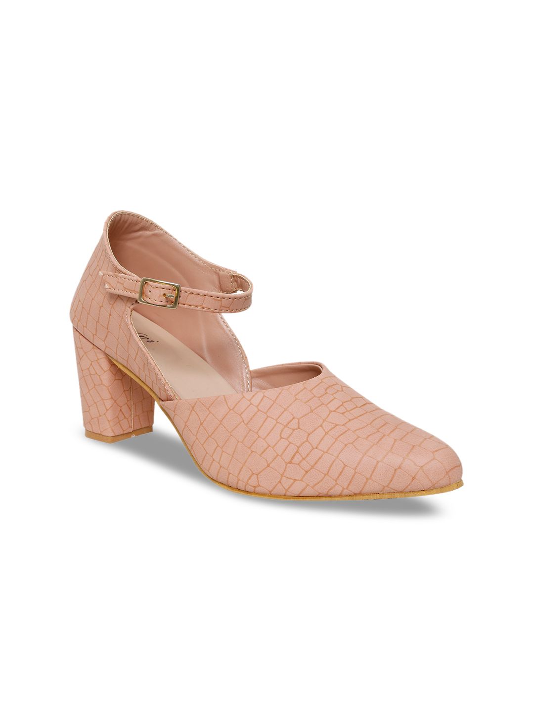 WOMENS BERRY Pink Textured Block Pumps with Buckles Price in India