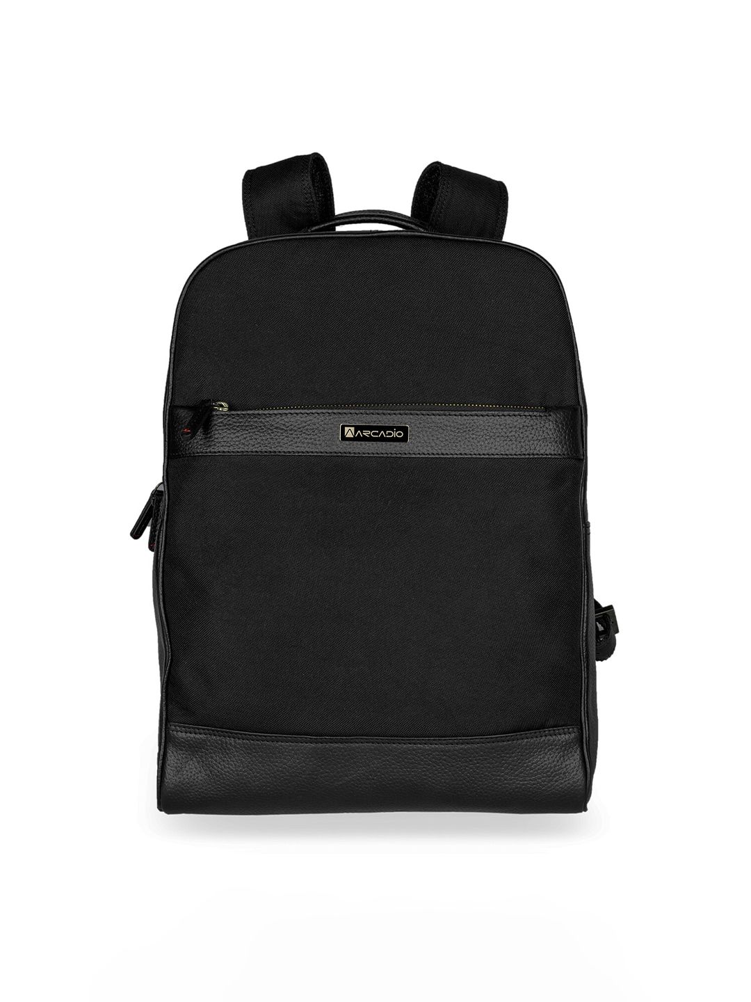 ARCADIO Unisex Black Solid Leather DuraBase Backpack Price in India