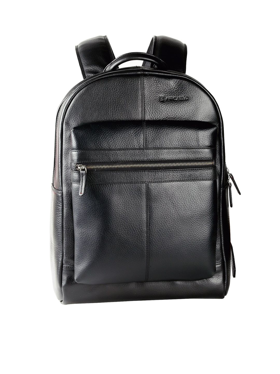 ARCADIO Unisex Black Textured Leather Backpack Price in India