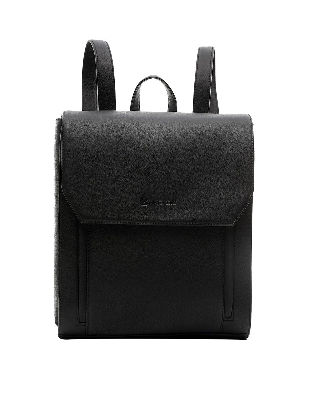 ARCADIO Unisex Black Leather Backpack Price in India