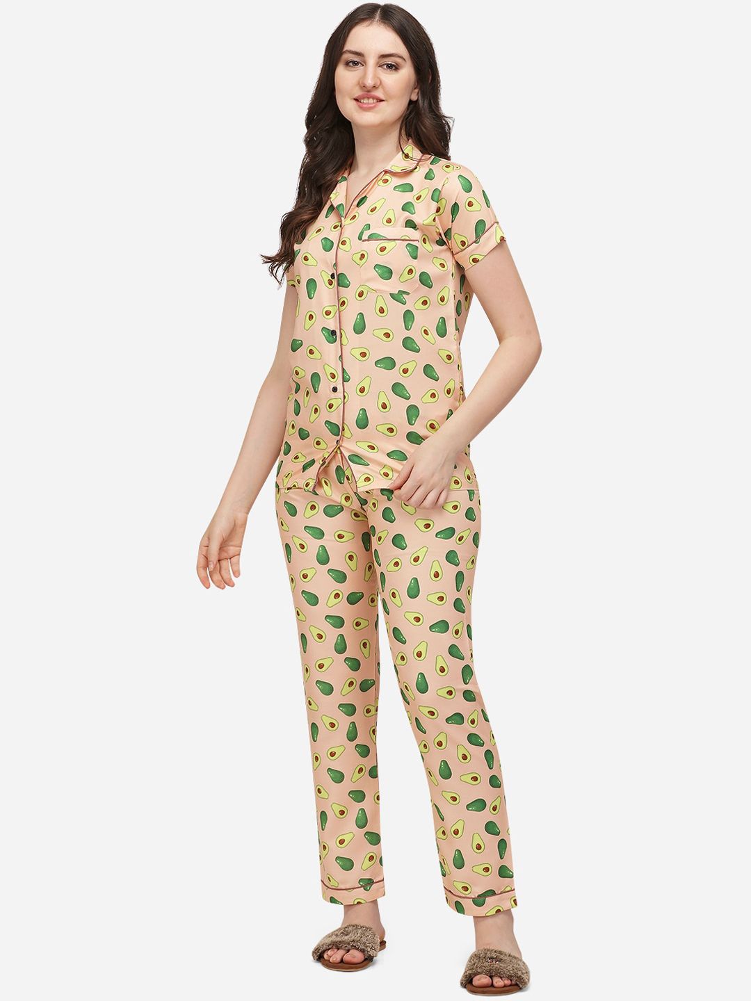 House of JAMMIES Women Yellow Printed Night suit Price in India