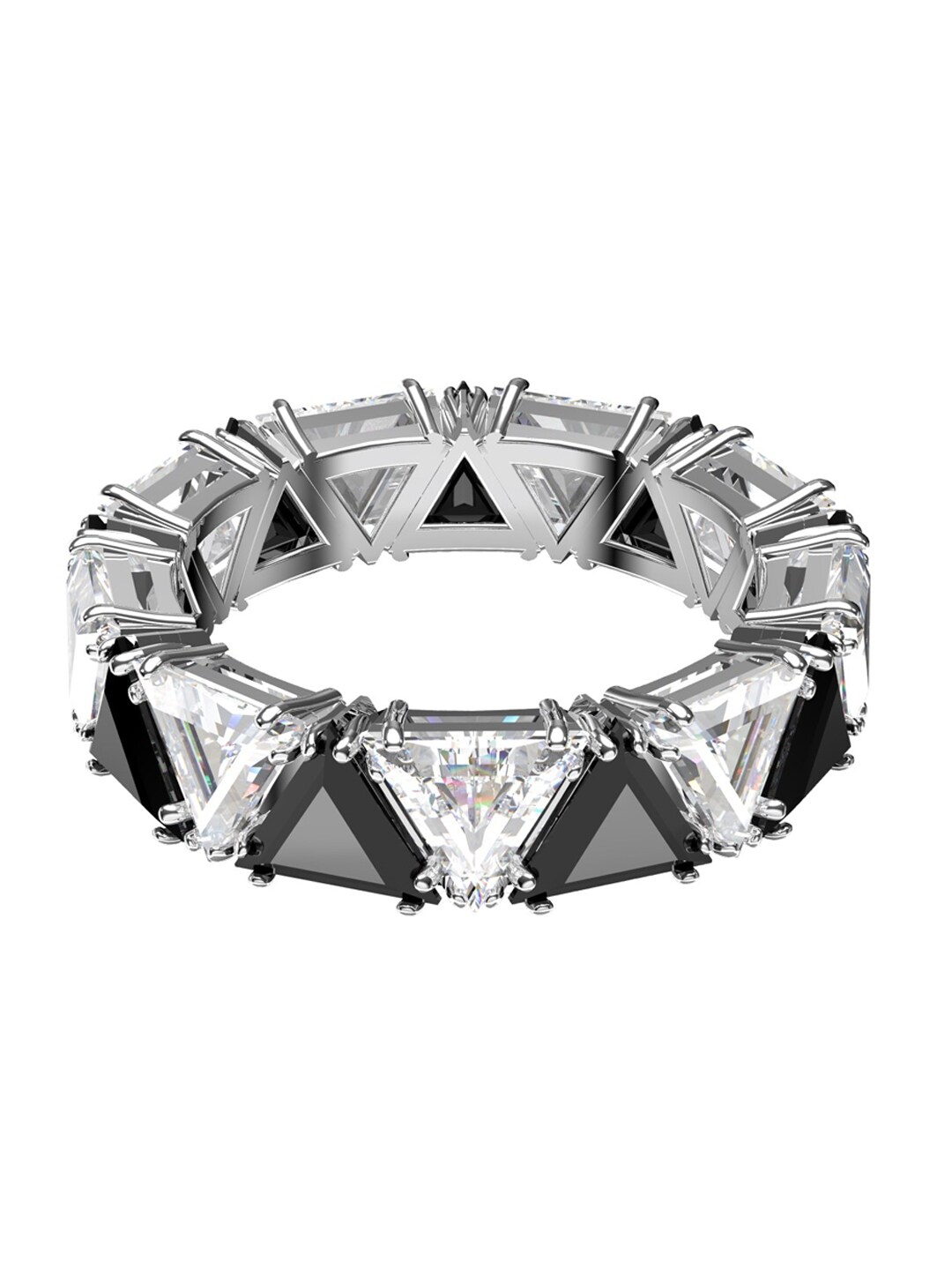 SWAROVSKI Black Rhodium-Plated Triangle Cut Crystal-Studded Millenia Cocktail Ring Price in India