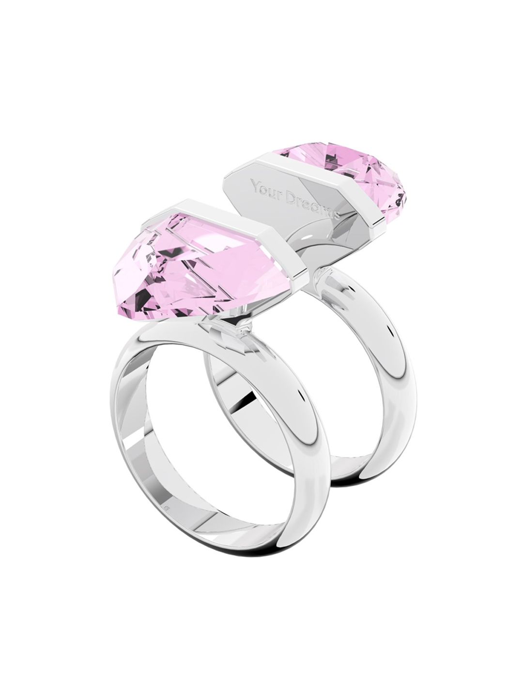 SWAROVSKI Woman Rhodium plated Pink Lucent Ring Price in India
